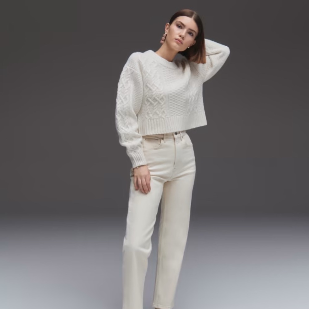 H&M Off White Cream High Waisted Jeans